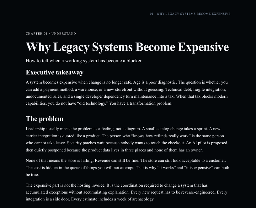 Chapter 01: Why legacy systems become expensive