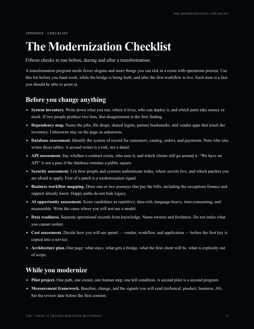 Checklist: The modernization checklist